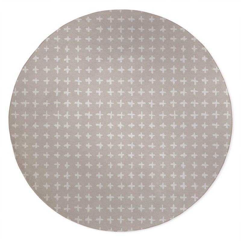Check Non-Slip Outdoor Rug, Round 5'