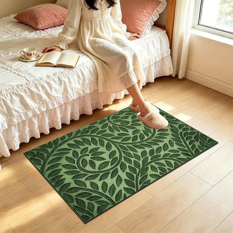  Tapis d'entrée antidérapant pour l'extérieur, 20 po x 32 po, devant texturé, Vine leaf textured front, 20"x32"