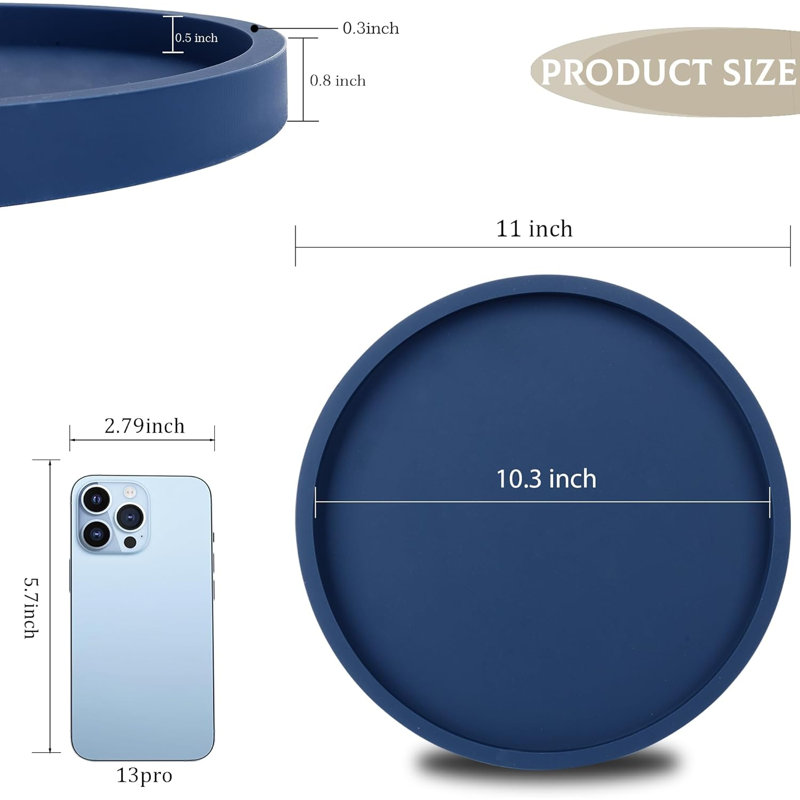 Silicone Decorative Tray For Bathroom Vanity, Kitchen Countertop, And Coffee Table - Non-Slip Round Organizer For Soap, Perfume, Candles, Plants, And More