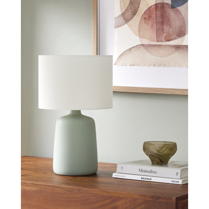 Elio Ceramic Table Lamp with Linen Shade, Green