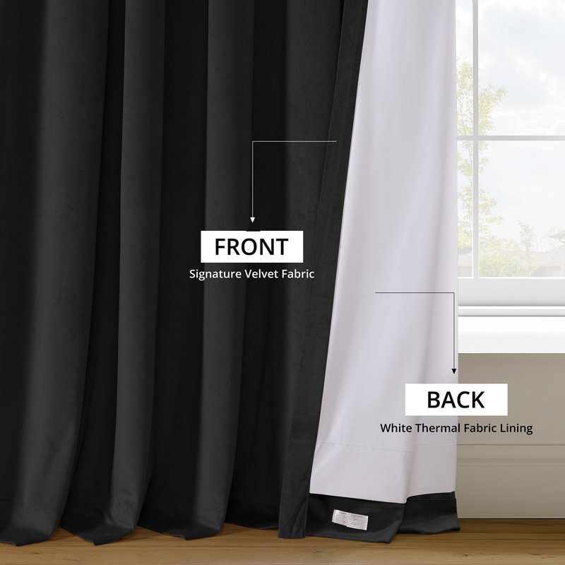Olivia Velvet Blackout Curtain (1 Panel), Warm Black, 50" W x 120" L