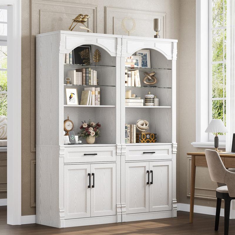 71"x 28"W Standard Bookcase with 3-Tiers Shelf and Drawer for Living Room,Office, White