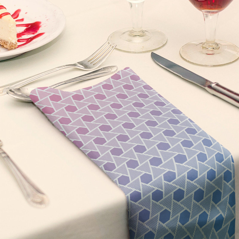 Serviette triangles hexagonals Mcguigan, H 10 po x l 10 po x P 0,1 po, Rose / Bleu, Coton