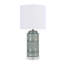 Ensemble de 2 lampes de table contemporaines en céramique 21 po Casa - Céramique craquelée vert avec abat-jour en lin blanc, détails nickel poli-859307379