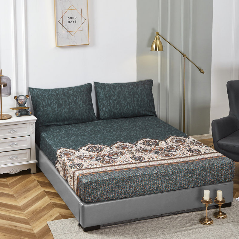 Paisley Monarch Microfiber Paisley Fitted Sheet, Full