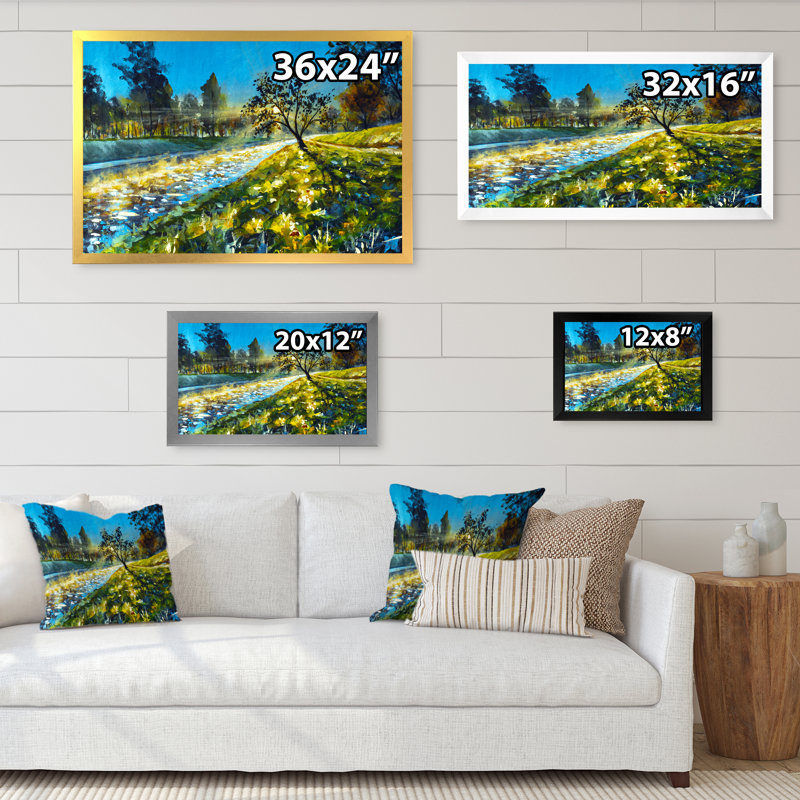 «Sunsert On Forest Nature», reproduction sur toile flottante, Cadre noir, H 8 po x l 12 po x P 1 po