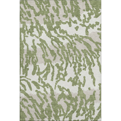 Premium Machine Washable Prisco Green Rug