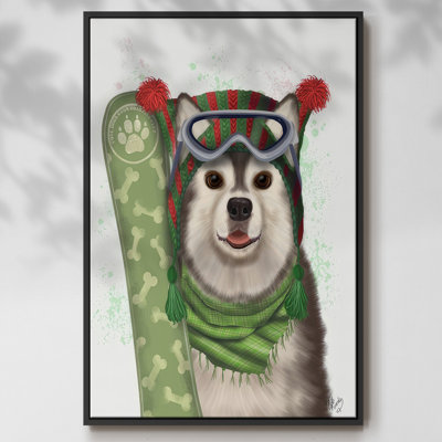 " Christmas Husky Snowboard "