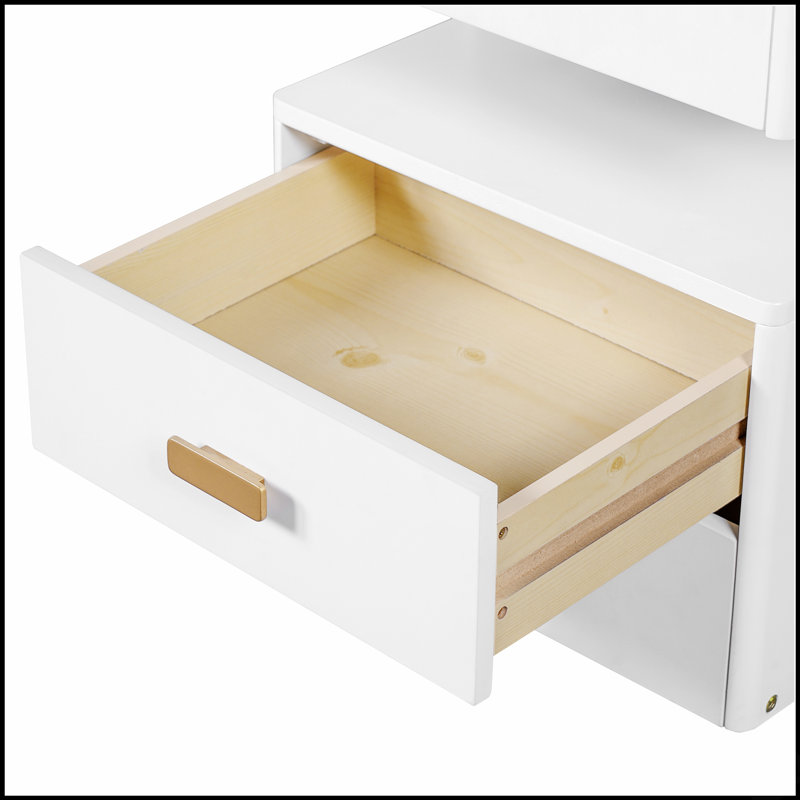 Meuble-lavabo 3 en 1 avec miroir rabattable, éclairage DEL, longueur réglable et grands tiroirs - Coiffeuse multifonctionnelle élégante pour la maison