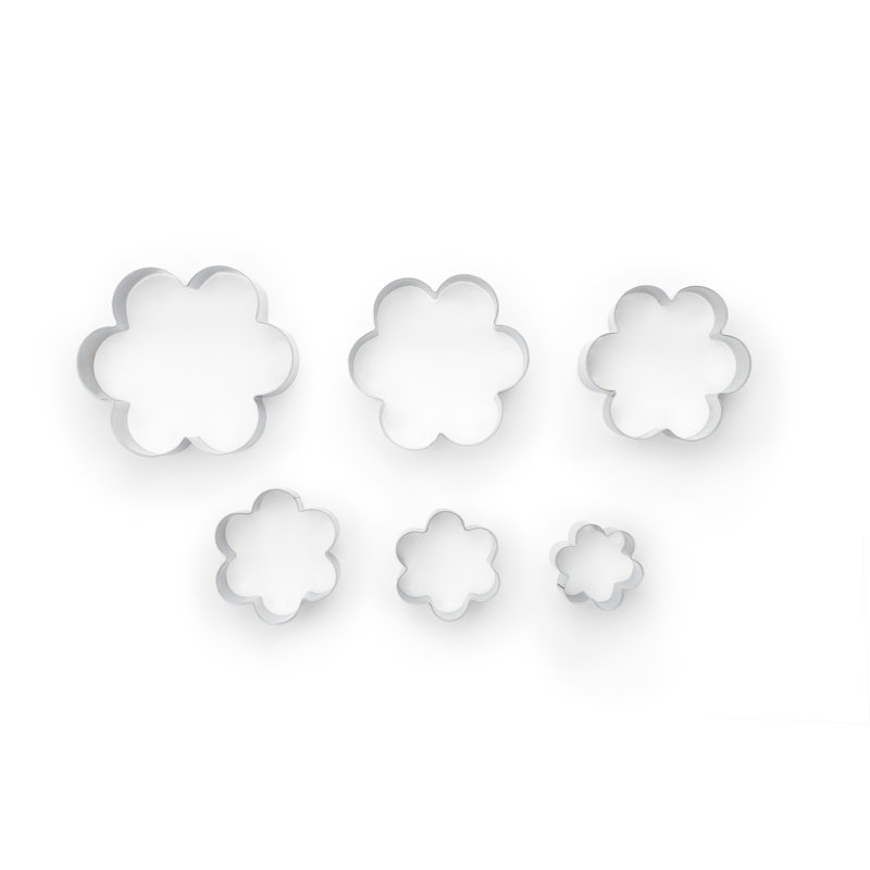 Stainless Steel Flower Cookie Cutter Set with Storage Tin