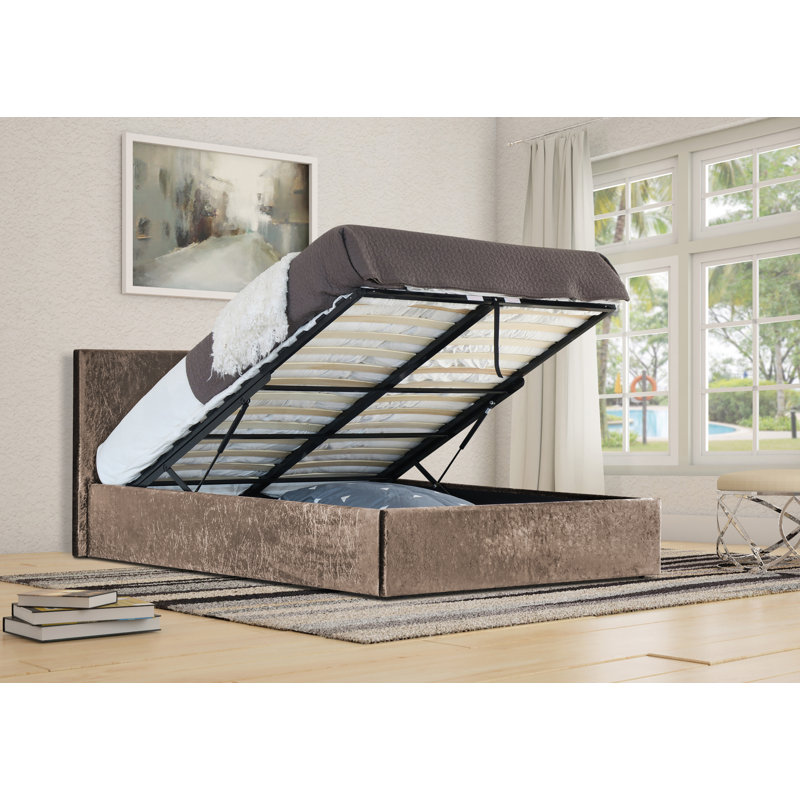 Dodson Upholstered Ottoman Storage Bed, Truffle, Single (3')