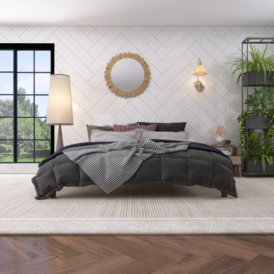 Grand lit plateforme en bois massif de bambou sec