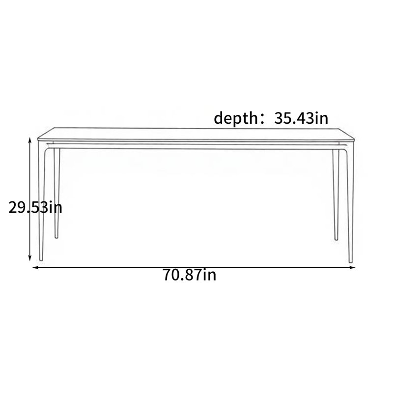 Table de salle à manger rectangulaire simple, 29,53 po H x 70,87 po L x 35,43 po l