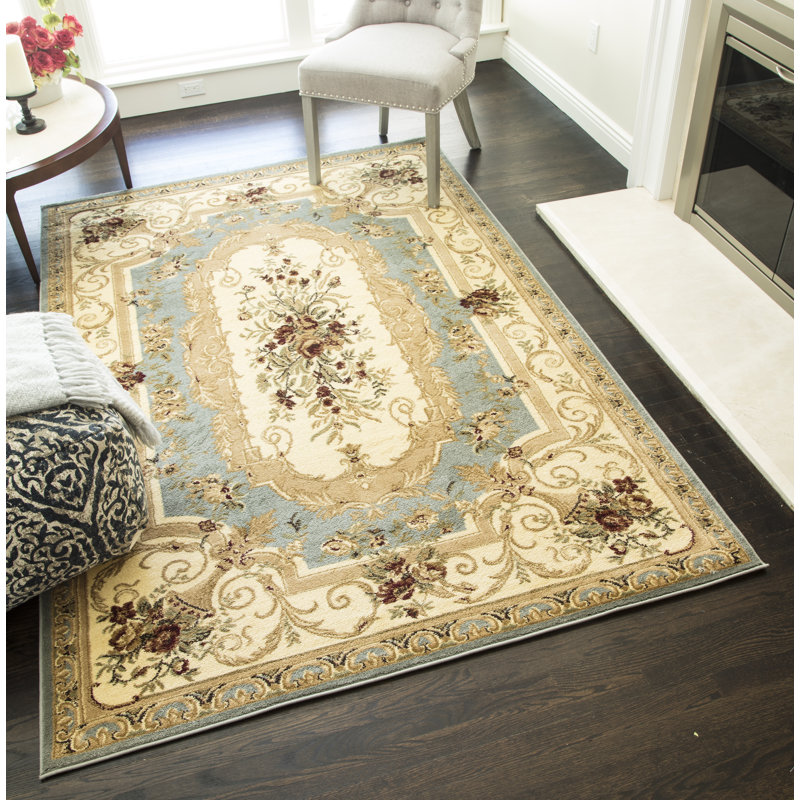 Berghoff Oriental Sky Blue/Yellow Area Rug, Rectangle 6'7" x 9'6"