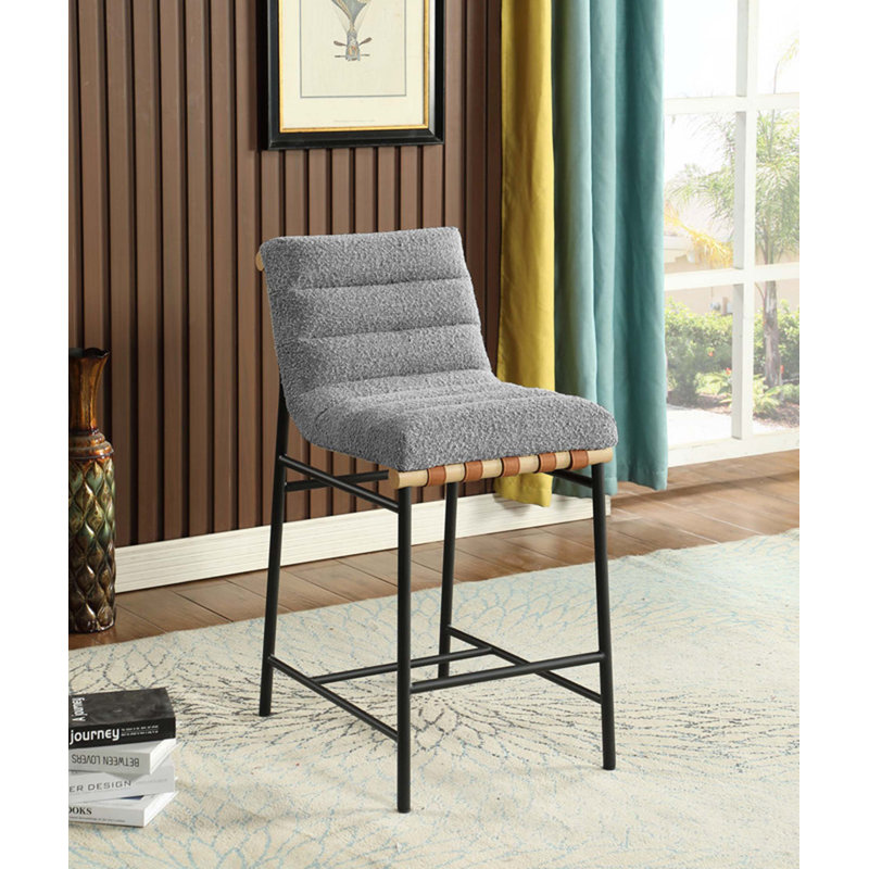 Liana 17.75"W Boucle Fabric Counter Height Chair, Gray