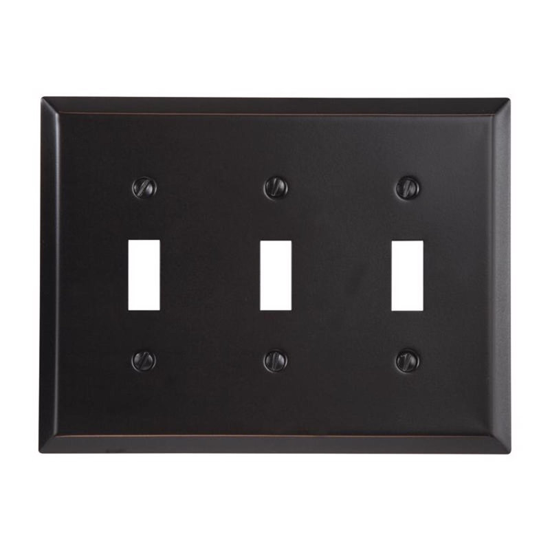 Amerelle Century Antique Bronze 3 gang Metal Toggle Wall Plate 1 pk