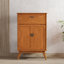 Draper 32"W Solid Hardood Mid Century Bar Cabinet with Bottle Storage, Stemware Rack and Metal Base