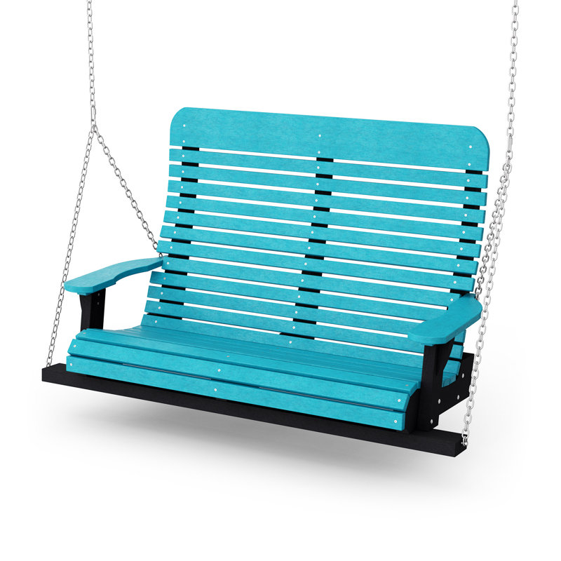 2 Person Porch Swing with Canopy, Aruba Blue/Black