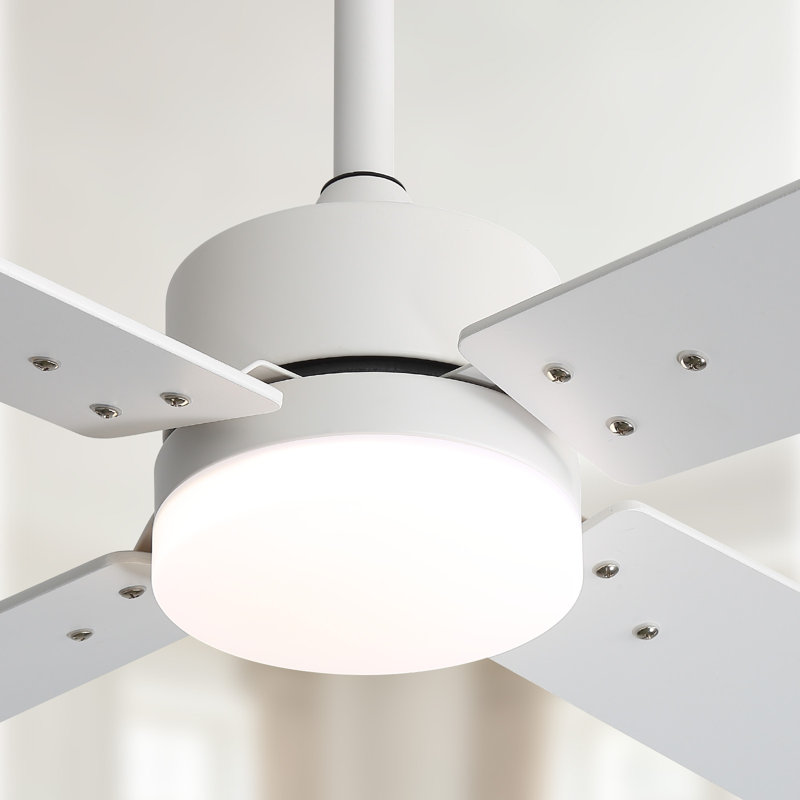 Ventilateur de plafond 42 po à 4 pales DEL avec télécommande et ensemble d'éclairage inclus Nicola, White