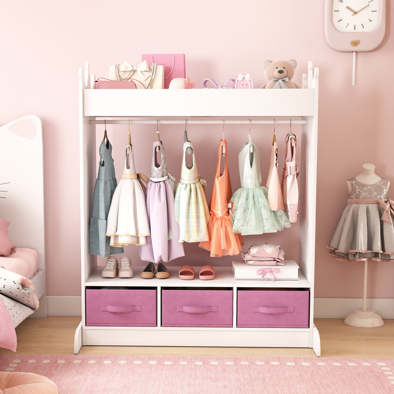 Haught 37.4'' Wide Kids Armoire with Mirror, White