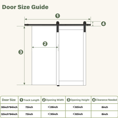 White Primed Finish - Solid Manufactured Wood Sliding Barn Door with Installation Hardware Kit, Soft Close Included (Door - No Assembly Required Need Drill)