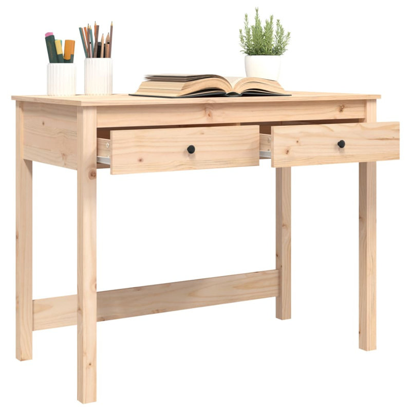 Dwright Solid Wood Writing Desk, Brown