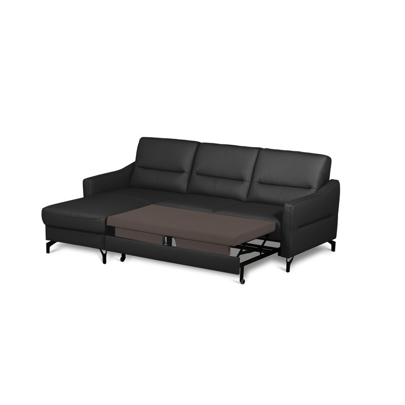 Falkirk Leather Corner Sofabed, Left Hand Facing, Black