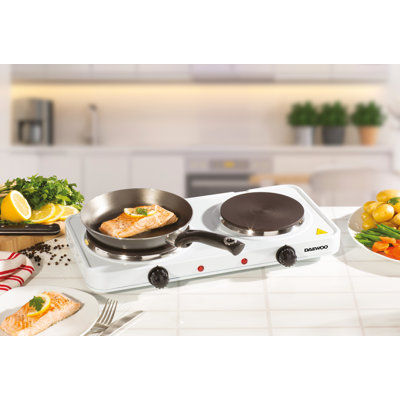 Daewoo 2500W Double Electric Hot Plate Countertop Freestanding Dual Cooking