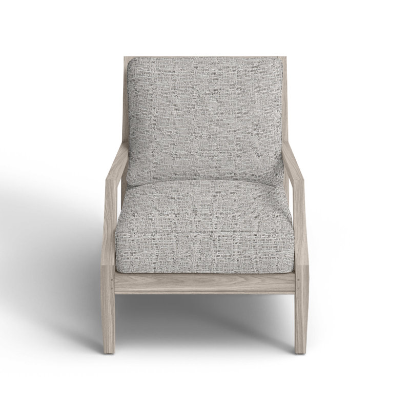 Haley Teak Patio Chair with Cushions, Oyster Teak, No welt + Standard fill, Tweed Toffee