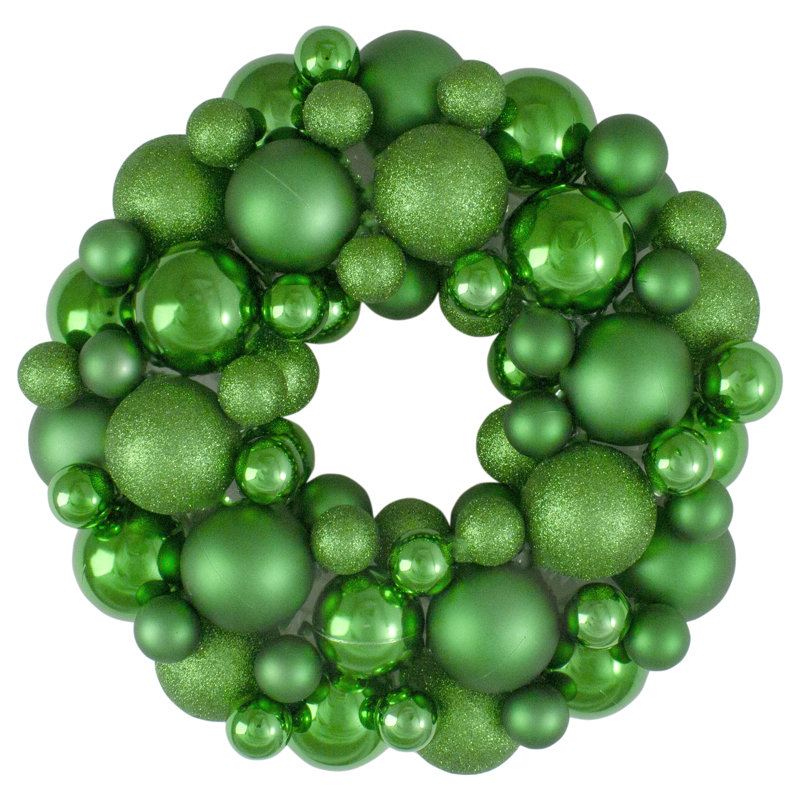 Red Shatterproof Ball Christmas Wreath with 3 Finishes