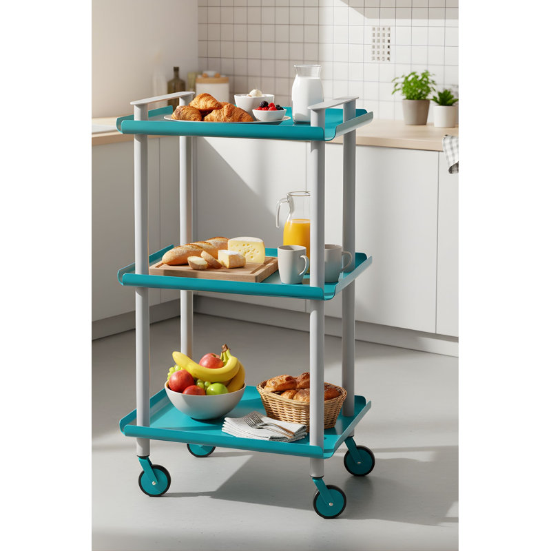 Zeigler Serving Cart, Grey, Blue