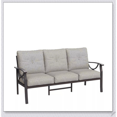 70 Inches All-Weather Metal 3-Seat Patio Sofa with Durable Steel Frame and Comfortable Water-Repellent Cushions