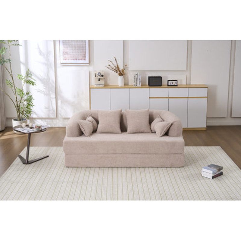 Canapé-lit 70 po 2-en-1 pliable convertible en chenille, Rose