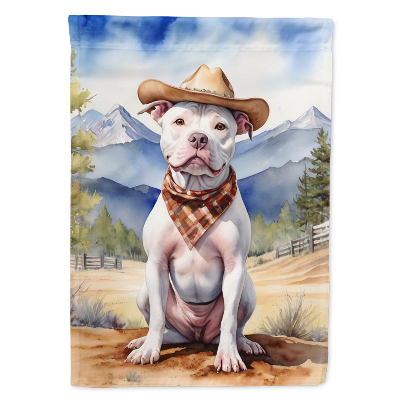 Drapeau Cowboy Welcome Garden, Bull terrier blanc