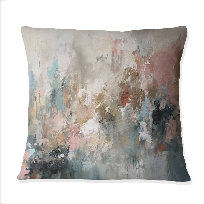 "Brushstroke", peinture abstraite I - coussin abstrait imprimé, Carré, 22" x 22"