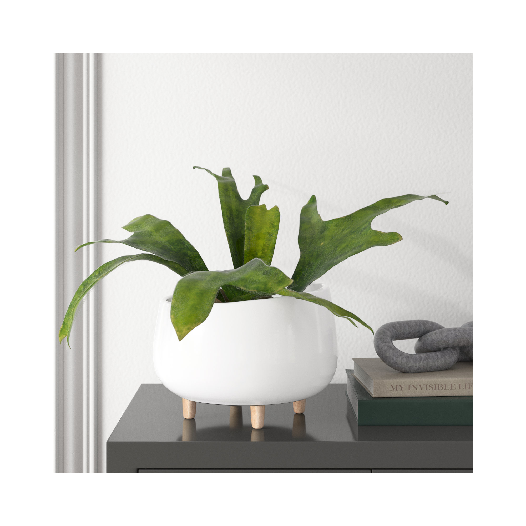 Keane Ceramic Pot Planter, 7.68" H x 12.4" W x 12.4" D