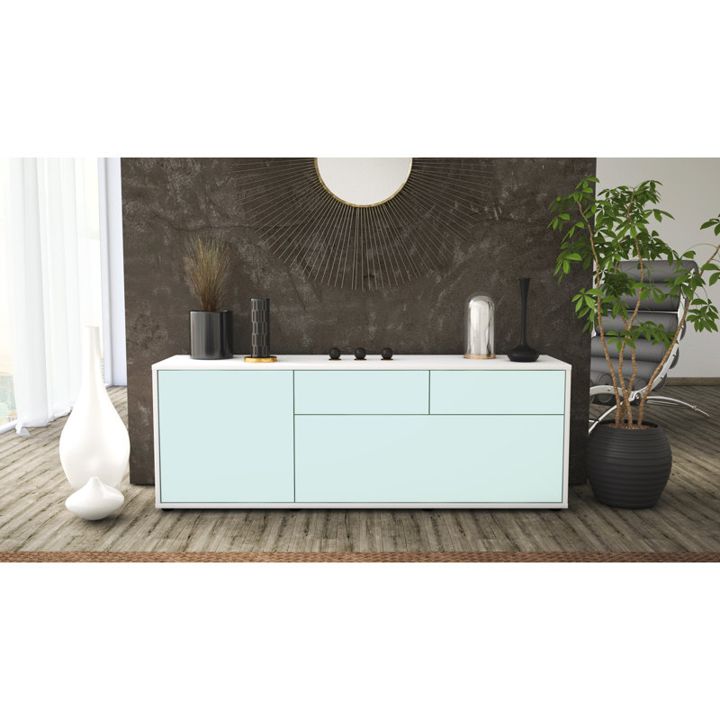 Yamaguchi Unfinished TV Stand for TVs up to 60", Light Blue / Matte White