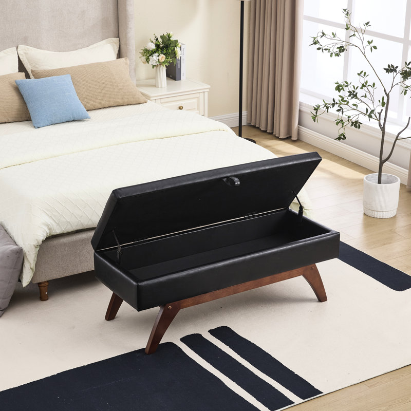 Tabouret de bout confortable avec polaire et compartiment de rangement secret