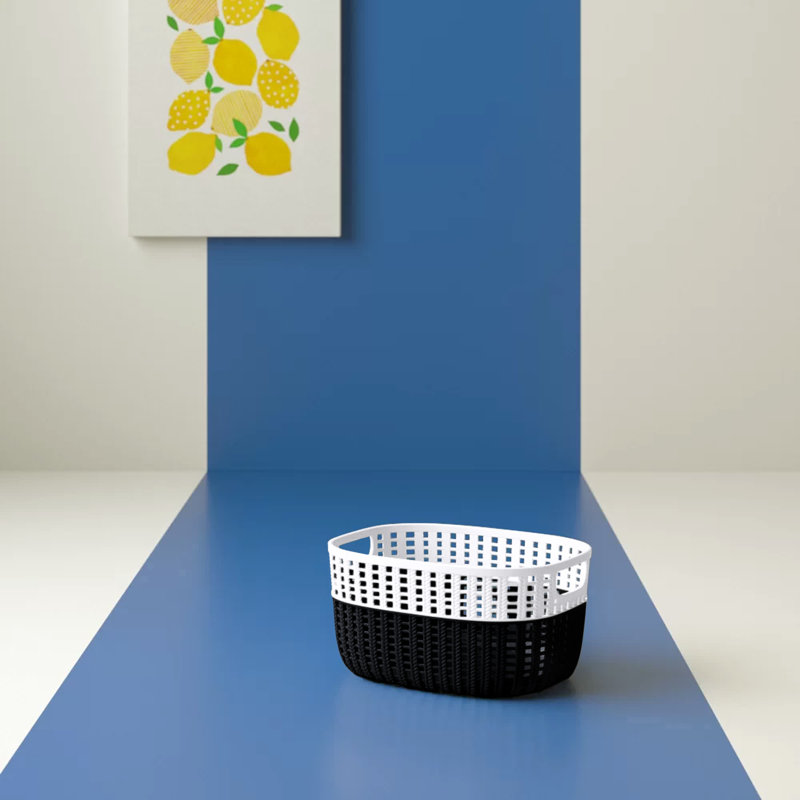 Panier décoratif en plastique, Gris, H 6,75 po x l 14,75 po x P 11,25 po, 2