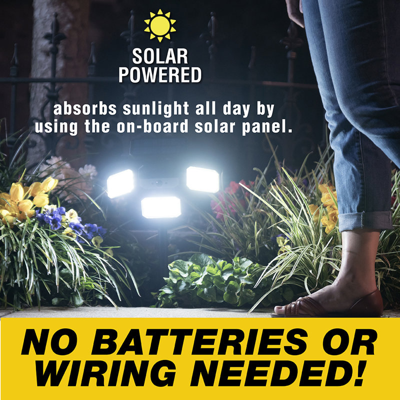 Bell+Howell Bionic Solar Powered Floodlight with Remote Control, Wide Angle and Motion Activated
