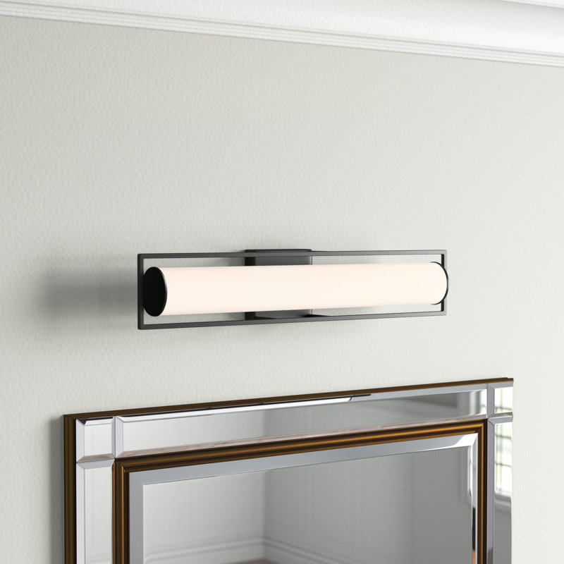 Syston Dimmable LED Bath Bar with White Glass Shade, Matte Black