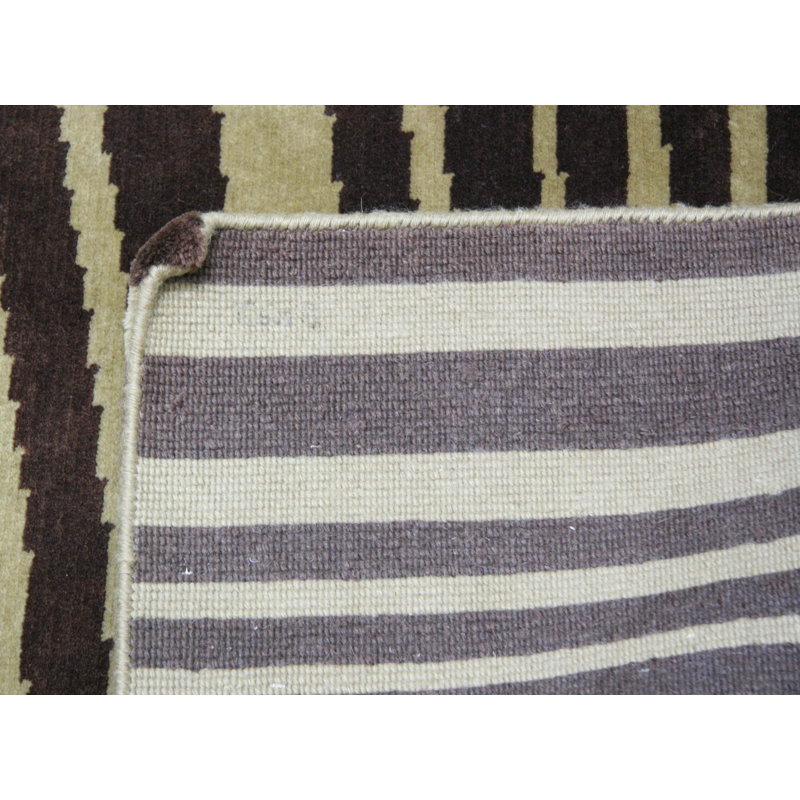 Tapis unique en laine noué à la main brun / brun clair de 9 pi 10 po x 12 pi tibétain