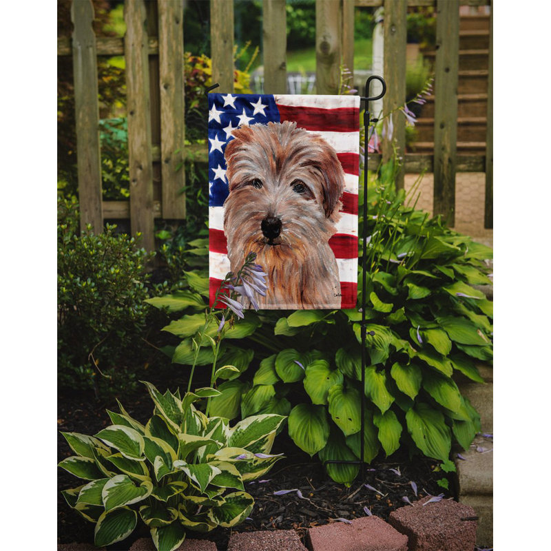 2 côtés en polyester de 2 côtés american drapeau de jardin, Norwich Terrier 3