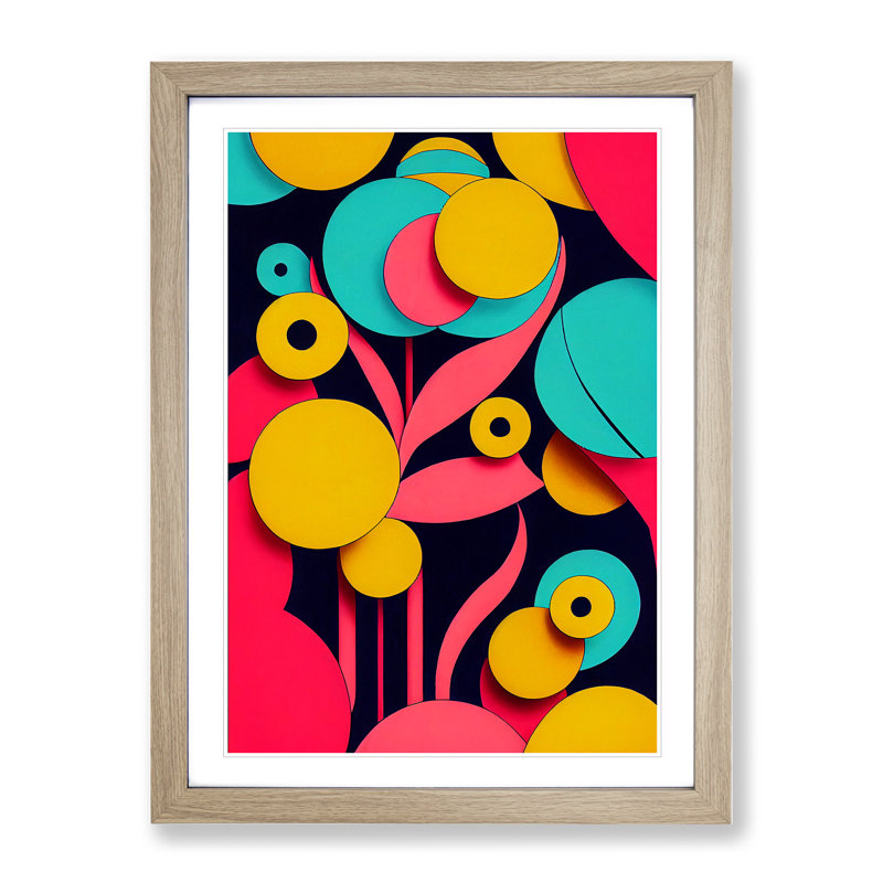 Abstract Flowers Art No.5 - Single Picture Frame Print, 46cm H x 34cm W x 2cm D, Oak