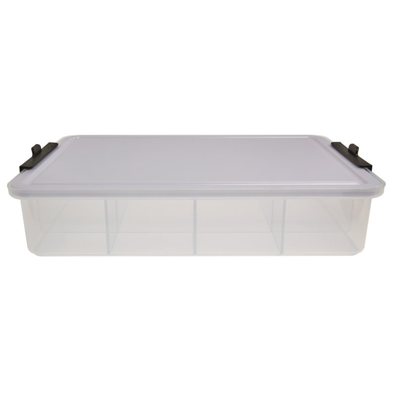 Farberware Snacklebox 11-Compartment Organizer with Plastic Locking Lid and Black Handles, 11x16 Inches