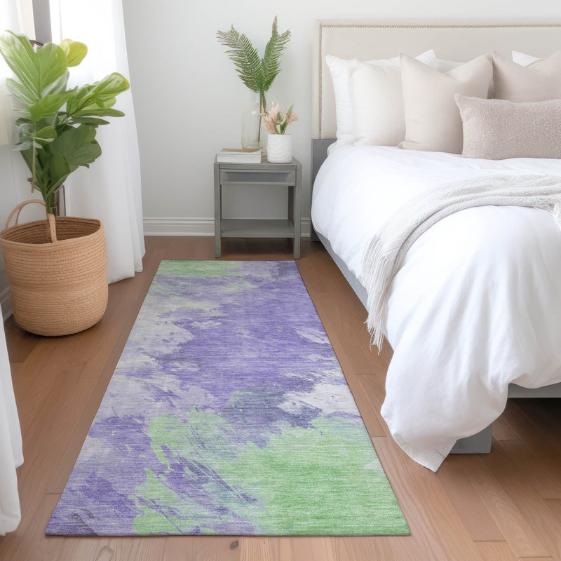 Machine Washable Indoor/Outdoor Cinead ACN1675 Lavender Rug, Runner 2'3" x 7'6"