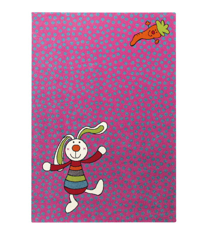 Rainbow Rabbit Pink Area Rug, Rectangle 200 x 290cm