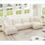 Canapé modulaire, canapé en chenille moderne en U à 4 places avec assise profonde pour salon | Crème | Chenille
