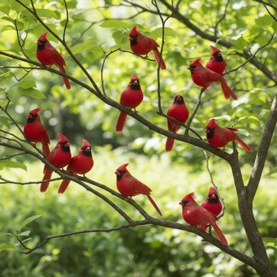 12-Pack Artificial Feather Robin Bird/Cardinal Bird Decorations - Lifelike Faux Feathered Bird Figurines For Home Garden Party Wedding Indoor Outdoor Decor