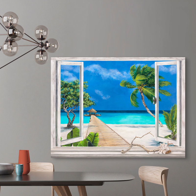 Tropical Beach Window by Remy Dellal - Wrapped Canvas Art Prints, 60cm H x 80cm W x 4cm D